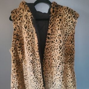 Leopard Print Reversible Faux Fur Vest